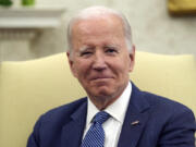 President Joe Biden listens as he meets with Denmark's Prime Minister Mette Frederiksen in the Oval Office of the White House in Washington, Monday, June 5, 2023.