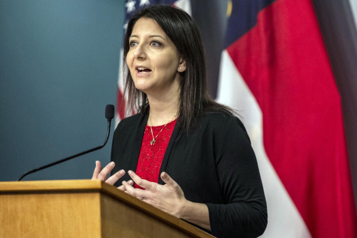 FILE - Secretary of the North Carolina Department Health and Human Services Dr. Mandy Cohen speaks during a briefing on the state's coronavirus pandemic response Tuesday, Dec.22, 2020 at the N.C. Emergency Operations Center in Raleigh, N.C. The White House announced Friday, June 16, 2023, that Cohen will be the new director of the Centers for Disease Control and Prevention. She succeeds Dr. Rochelle Walensky, who last month announced she was resigning effective June 30.