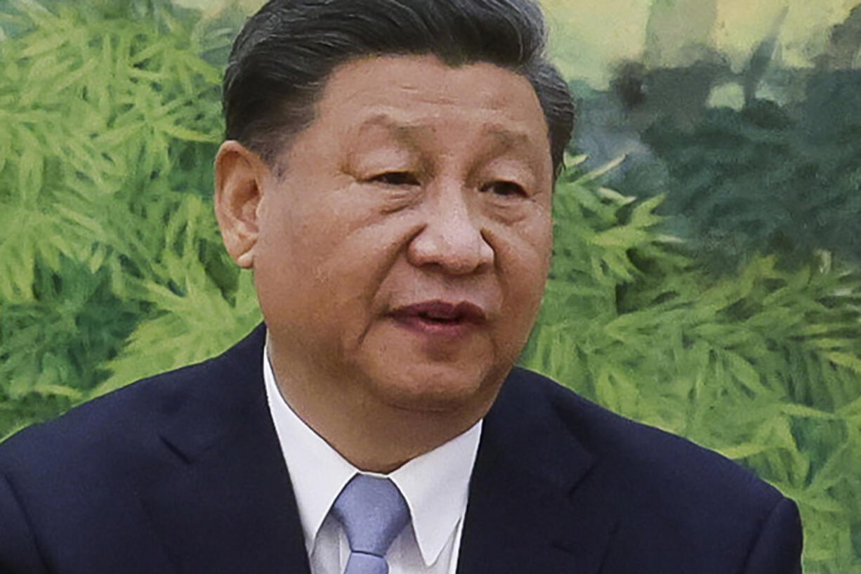 Chinese President Xi Jinping gestures as he meets with U.S. Secretary of State Antony Blinken in the Great Hall of the People in Beijing, China, Monday, June 19, 2023.