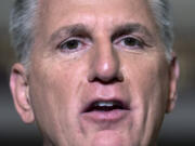 FILE - Speaker of the House Kevin McCarthy, R-Calif., talks to reporters at the Capitol in Washington, May 28, 2023. Republicans in the House are increasingly threatening impeachment against Biden and his top Cabinet officials. Impeachment has traditionally been viewed as an option of last resort in Congress, to be used only for severe wrongdoing. But the constitutionally authorized power to charge officials with "high crimes and misdemeanors" is on the way to becoming routine. (AP Photo/J.