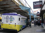 Kensington Hospital wound care outreach van is parked in the Kensington neighborhood of Philadelphia, Tuesday, May 23, 2023. Xylazine, a powerful animal sedative that's moving through the illicit drug supply is complicating the U.S. response to the opioid crisis, causing gruesome skin wounds and scrambling longstanding methods for treating addiction and reversing overdoses.