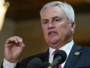 Rep. James Comer Jr., R-Ky., speaks to reporters about Hunter Biden Tuesday, June 20, 2023, on Capitol Hill in Washington. President Joe Biden's son Hunter will plead guilty to federal tax offenses and avoid a full prosecution on a separate gun charge in a deal with the Justice Department that likely spares him time behind bars.