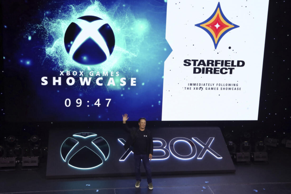 IMAGE DISTRIBUTED FOR XBOX - Phil Spencer, Head of Xbox, welcomes fans as the countdown to the 2023 Xbox Games Showcase and Starfield Direct begins on Sunday, June 11, 2023 in Los Angeles.