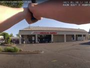 This screenshot from Vancouver Police Department critical incident video shows armed robbery suspect 43-year-old Joshua James Wilson of Vancouver running westbound through the parking lot of the Heights Shopping Center on May 30. Wilson was fatally shot by police.