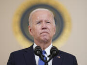 FILE - President Joe Biden speaks at the White House in Washington, Friday, June 24, 2022, after the Supreme Court overturned Roe v. Wade. One year ago, the U.S. Supreme Court rescinded a five-decade-old right to abortion, prompting a seismic shift in debates about politics, values, freedom and fairness.