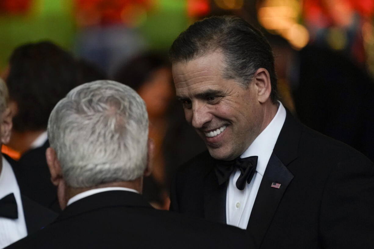 Hunter Biden talks with guests during a State Dinner for India's Prime Minister Narendra Modi at the White House in Washington, Thursday, June 22, 2023.