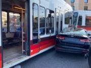 Vancouver police chased a stolen vehicle into Oregon, where it crashed into a MAX train June 16 before the three suspects were arrested.