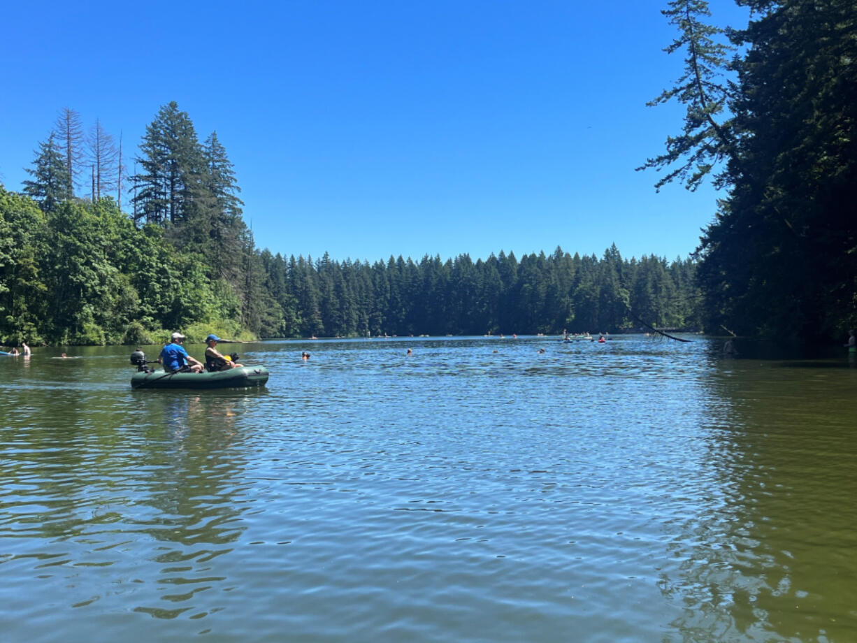 People recreate in Lacamas Lake.