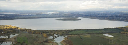 An aerial view of Vancouver Lake on Nov.