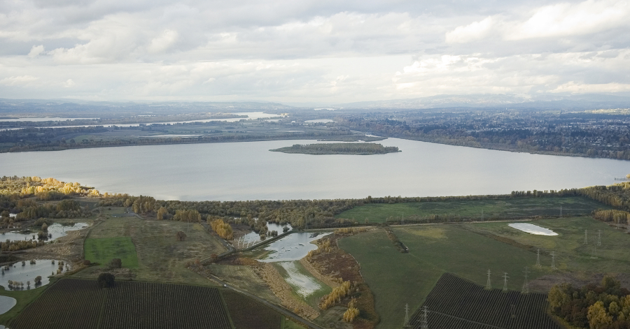 An aerial view of Vancouver Lake on Nov.