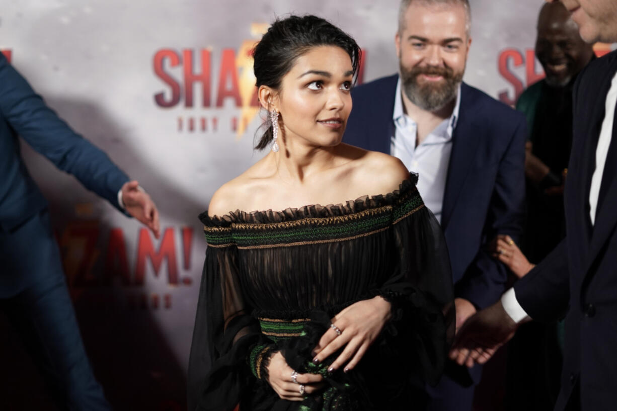 Rachel Zegler upon arrival at the premiere of the film 'Shazam!