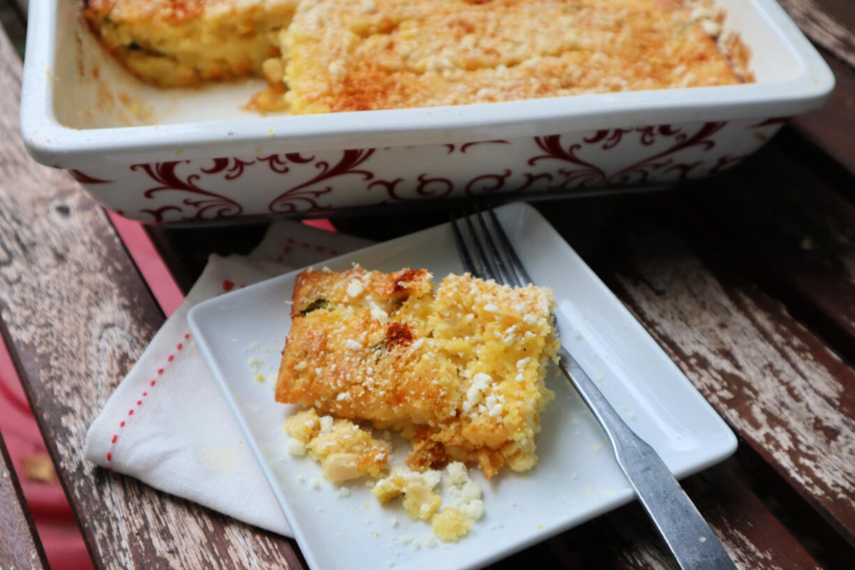 This easy corn pudding is made with canned corn and corn muffin mix.