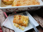 This easy corn pudding is made with canned corn and corn muffin mix.