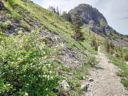 Pyramid Rock rises alongside the Grouse Vista Trail.