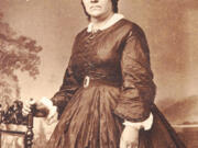 John and Marguerite McLoughlin's daughter, Eloisa, was photographed in about 1850 after her arrival in Oregon City. Until then she'd lived at Hudson's Bay Company trading posts, including Fort Vancouver, before settling in Portland. Twice widowed, she died in 1884 and was buried in Portland's Lone Fir Cemetery.