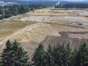 Empty land is seen east of Northeast 172nd Avenue. But plans are for the property to be developed. The proposed Harmony View project would include single-family homes, a multifamily apartment complex, commercial spaces and flex industrial spaces.