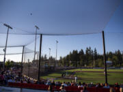 Fans watch a baseball game between the Ridgefield Raptors and the Yakima Valley Pippins on Friday, July 14, 2023, at the Ridgefield Outdoor Recreation Complex.