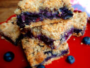 With just flour, sugar, butter, fresh blueberries and a few spices, you can have cool blueberry flavor. But chill the bars before serving.