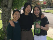 Camas High School sophomores, from left, Florence Liang, Sophie Zhang and Zaina Hwejj founded STEM Scholars, a student-run online tutoring organization. The trio hoped to foster student engagement online to take part in research projects and offer advice to curious young students.