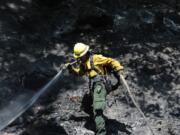 Fire crews battle the Tunnel Five Fire in the Columbia River Gorge on July 7.