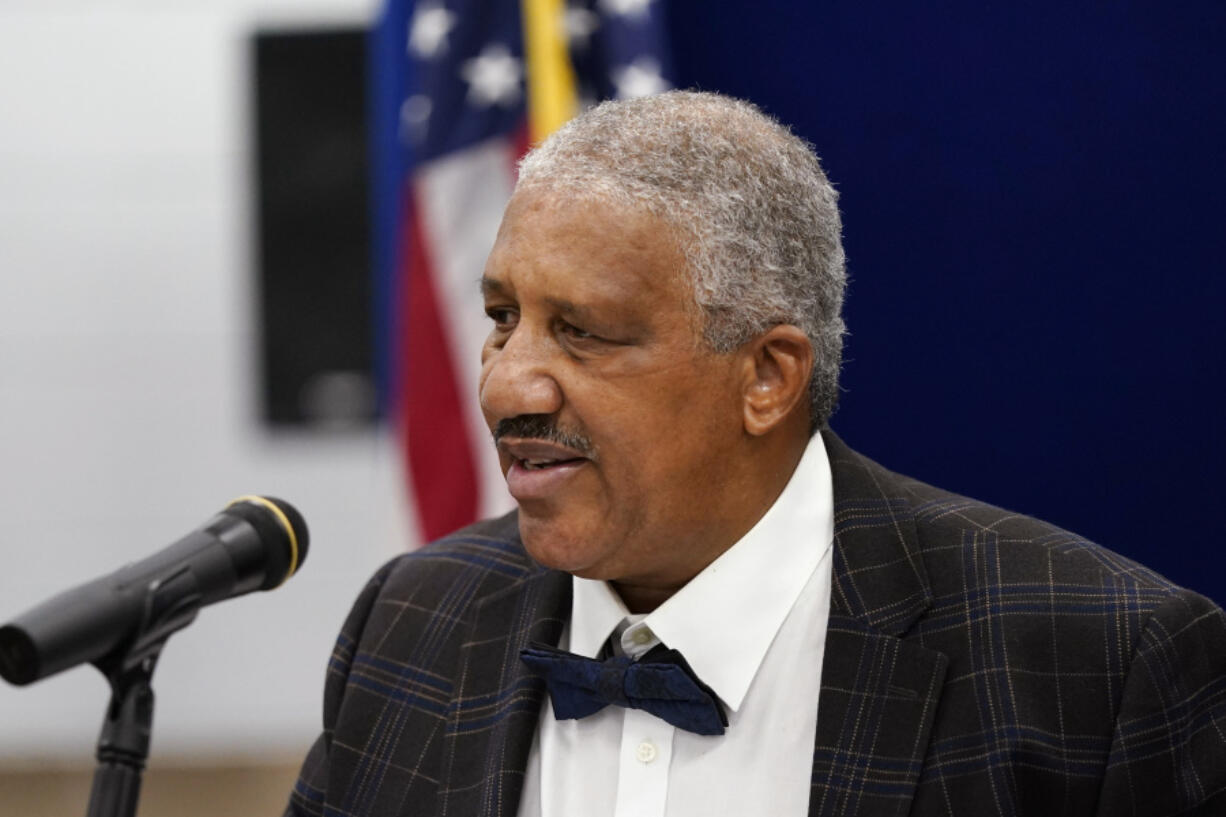 Edward Franklin, a son of Aretha Franklin, is seen during a ceremony honoring Aretha Franklin, Monday, Oct. 4, 2021, in Detroit. Five years after her death, the final wishes of the music superstar are still unsettled. The latest: an unusual trial next Monday to determine which handwritten will, including one found in couch cushions, will guide how her estate is handled. The dispute is putting a son against other sons. Ted White II believes papers dated in 2010 should mainly control the estate while Edward and Kecalf Franklin favor a 2014 document.