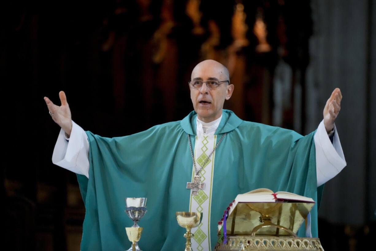 Monsignor Victor Manuel Fernandez, archbishop of La Plata, officiates Mass at the Cathedral in La Plata, Argentina, Sunday, July 9, 2023. Fernandez was appointed by Pope Francis to head the Holy See's Dicastery for the Doctrine of the Faith at the Vatican.