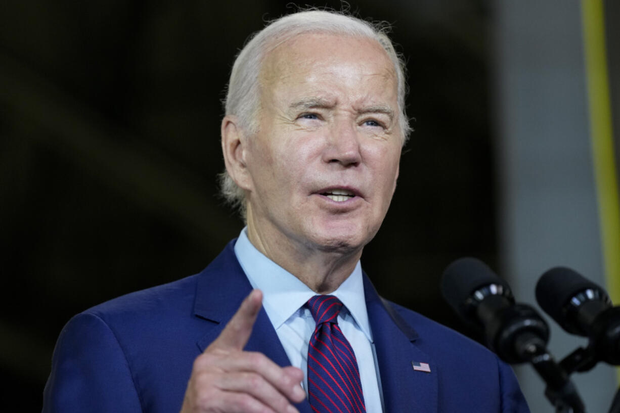 President Joe Biden speaks at Auburn Manufacturing Inc., in Auburn, Maine, Friday, July 28, 2023, before he signs an executive order to encourage companies to manufacture new inventions in the United States.