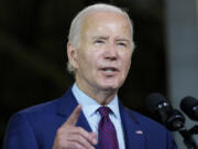 President Joe Biden speaks at Auburn Manufacturing Inc., in Auburn, Maine, Friday, July 28, 2023, before he signs an executive order to encourage companies to manufacture new inventions in the United States.