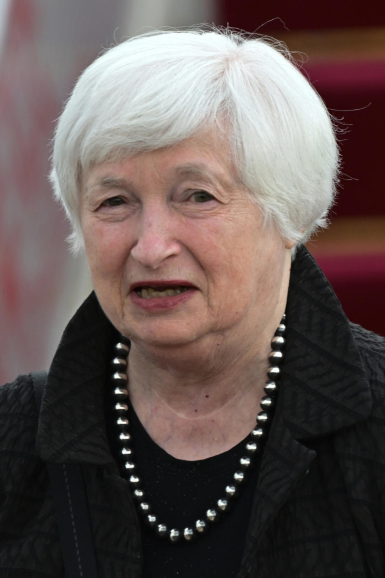 Treasury Secretary Janet Yellen arrives at Beijing Capital International Airport in Beijing, China, Thursday, July 6, 2023.