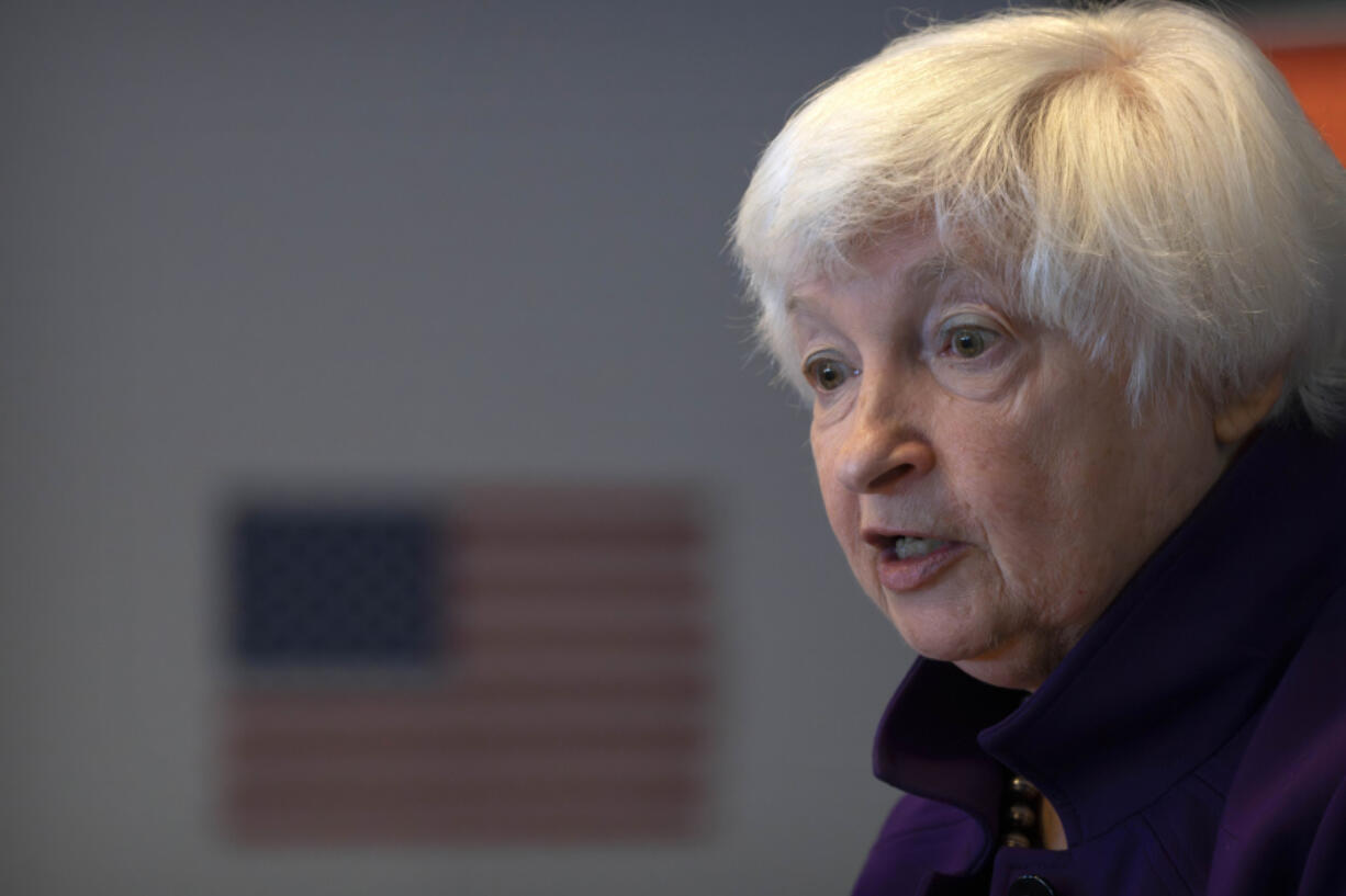 Treasury Secretary Janet Yellen speaks during a press conference at the U.S. Embassy in Beijing, China, Sunday, July 9, 2023.