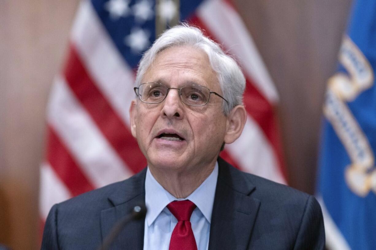 FILE - Attorney General Merrick Garland speaks during a meeting with all of the U.S. Attorneys to discuss violent crime reduction strategies at the Department of Justice in Washington, Wednesday, June 14, 2023. Contrasting decisions on whether gunmen should face a federal death sentence in massecres with so much in common illustrate the Justice Department's murky, often baffling death penalty policies.