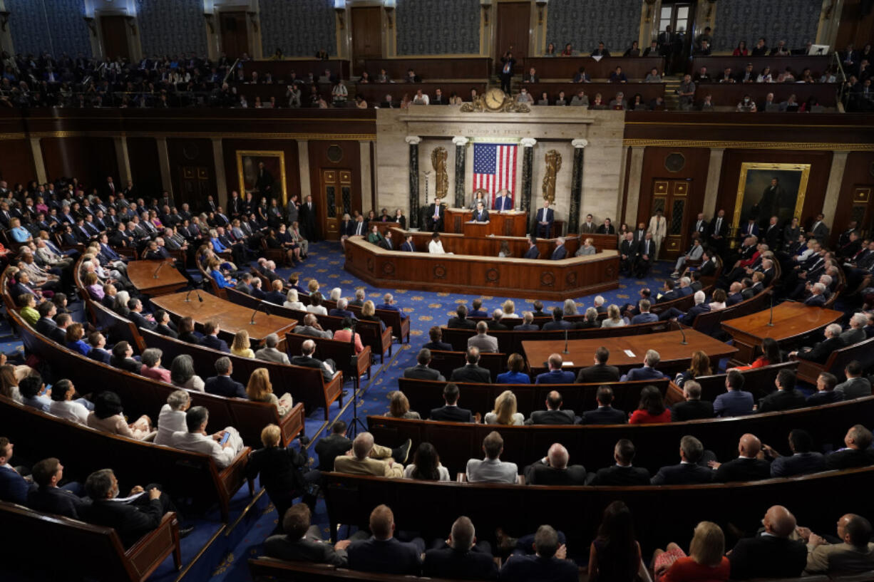 Israeli President Isaac Herzog speaks to a joint session of Congress, Wednesday, July 19, 2023, at the Capitol in Washington.