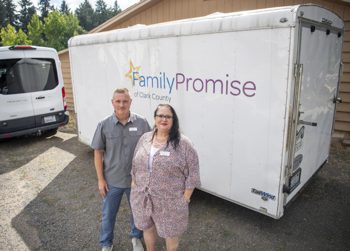 *LEADOPTION* Family Promise of Clark County executive director Shane Scalf, left, and case manager Niccole Fuller stand for a portrait. Scalf became the permanant executive director in June.