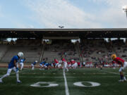 The East All Stars and the West All Stars line up on the line of scrimmage during the quarter of the Freedom Bowl Classic at McKenzie Stadium, Saturday, July 13, 2019.