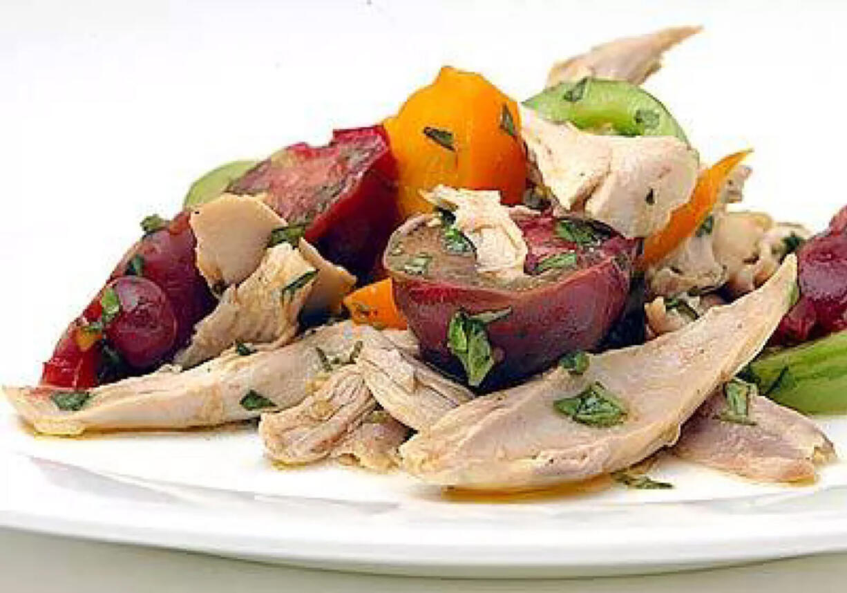 Use rotisserie chicken for an heirloom tomato salad with Banyuls vinaigrette.