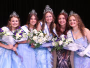 The court for this year's Miss Teen La Center Pageant, from left, fourth runner-up Savannah Terrill, third runner-up Sara Schtezel, Miss Teen La Center Kylee Mills, first runner-up Leah Lee, and second runner-up Adrionna McClellan.