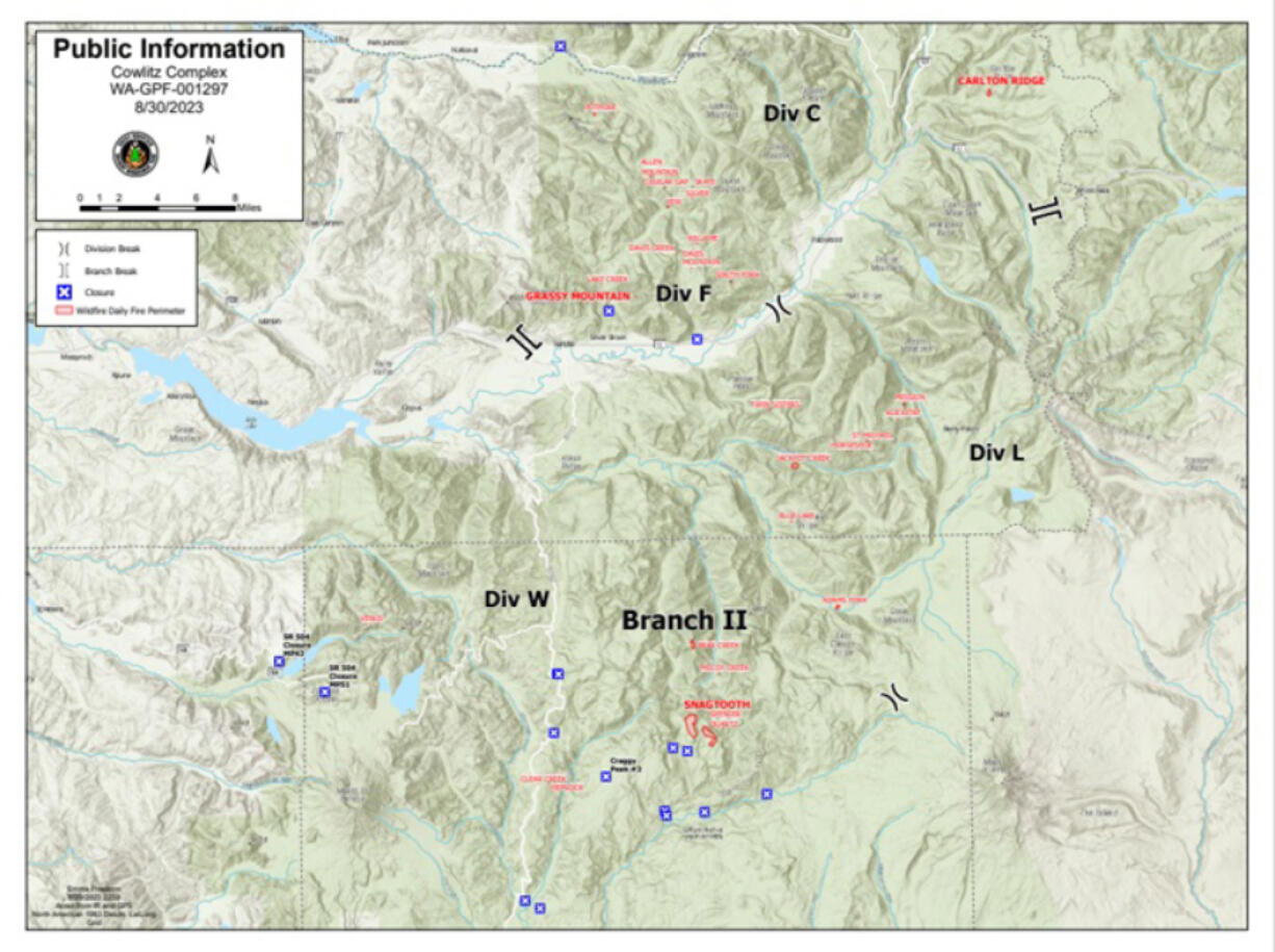A majority of the 40 fires burning within the Gifford Pinchot National Forest have been tagged as the "Cowlitz Complex." Responders are prioritizing four blazes due to the large number of fires coupled with crews' limited resources.