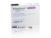 FILE - This illustration provided by AstraZeneca depicts packaging for their medication Beyfortus. On Thursday, Aug. 3, 2023, a panel of outside advisers to the Centers for Disease Control and Prevention recommended that babies get the drug to protect them against a respiratory virus that sends tens of thousands of American children to the hospital each year.