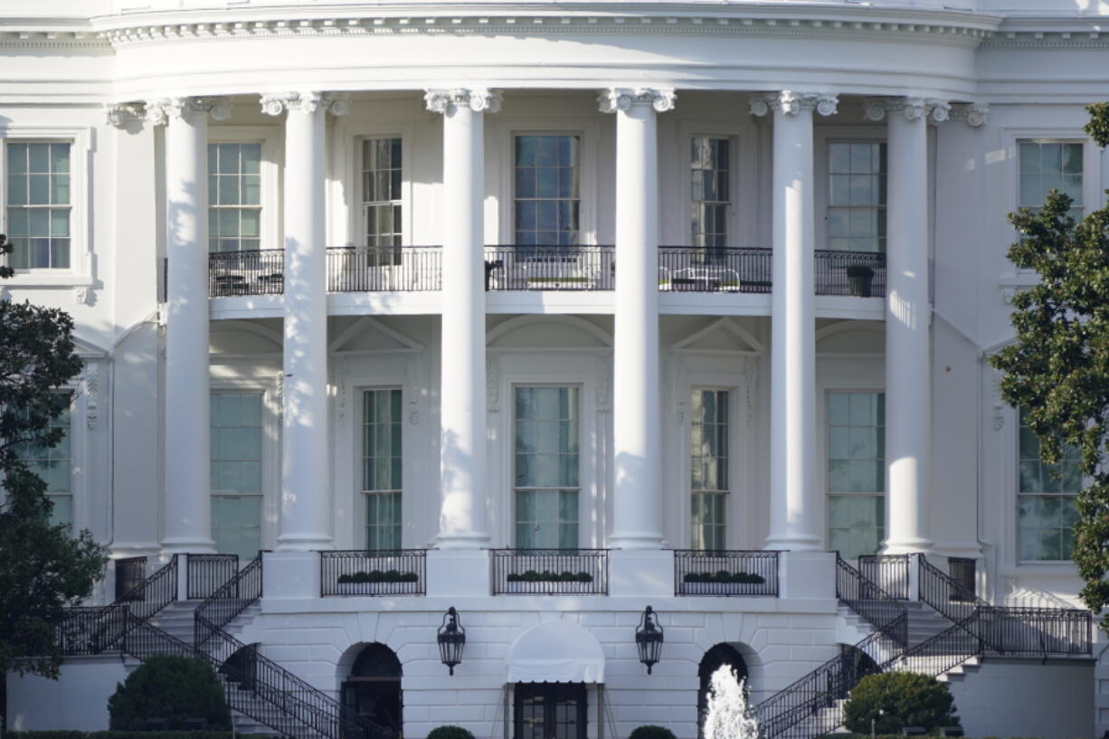 FILE - The White House is shown, Oct. 5, 2020, in Washington.  The Biden administration says White House counsel Stuart Delery will leave the Biden administration next month after a nearly three-year run advising President Joe Biden.  (AP Photo/J.