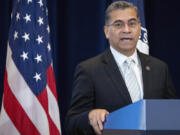 Health and Human Services Secretary Xavier Becerra speaks during an event announcing the launch of the Bureau of Global Health Security and Diplomacy at the State Department, Tuesday, Aug. 1, 2023, at the State Department in Washington.