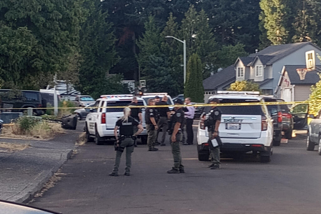 The Clark County Sheriff's Office responds to a shooting Monday evening  in 9100 block of Northeast 147th Avenue, in the Orchards area.