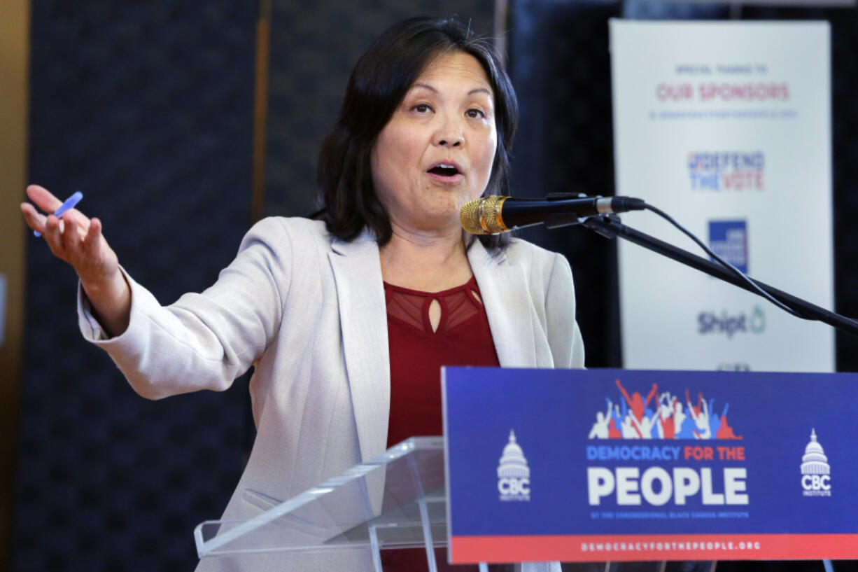 FILE -Julie Su, Acting Labor Secretary, speaks during an impromptu appearance at the "Democracy for the People" tour, a race and democracy summit sponsored by the Congressional Black Caucus, Wednesday, July 28, 2023, in Houston. Biden administration proposed a new rule Tuesday, Aug. 29, 2023 that would make 3.6 million more U.S. workers eligible for overtime pay, reviving an Obama-era policy effort that was ultimately scuttled in court. "I've heard from workers again and again about working long hours, for no extra pay, all while earning low salaries that don't come anywhere close to compensating them for their sacrifices," Acting Secretary of Labor Julie Su said in a statement.