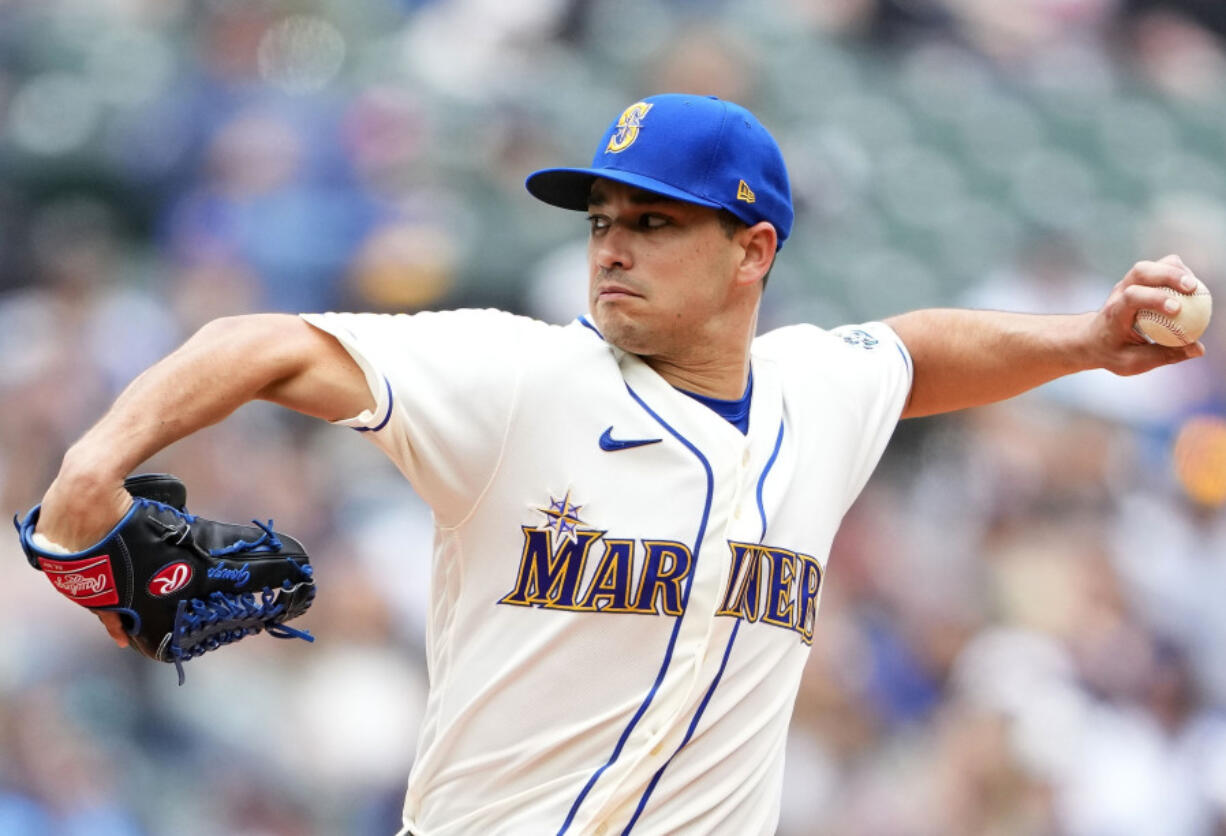 FILE - Seattle Mariners starting pitcher Marco Gonzales throws during a baseball game against the Pittsburgh Pirates, May 28, 2023, in Seattle. Left-hander Gonzales will undergo nerve surgery and will miss the rest of the season. He will have surgery Aug. 22, 2023, to decompress the anterior interosseous nerve in his left forearm. The 31-year-old hopes to recover by spring training.