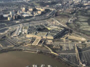 FILE - The Pentagon is seen in this aerial view in Washington, Jan. 26, 2020. The U.S. military academies must improve their leadership, stop toxic practices such as hazing and shift behavior training into the classrooms, according to a Pentagon study aimed at addressing an alarming spike in sexual assaults and misconduct.