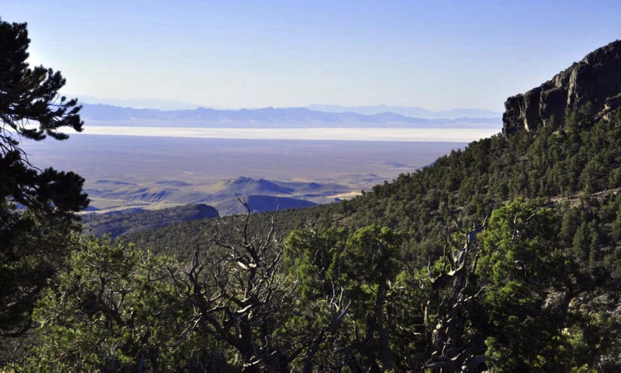 This undated image provided by the Southern Utah Wilderness Alliance, pinyon pine and juniper trees grow on a mountain range north of Sevier Lake in Millard County, Utah. Environmentalists filed a lawsuit on Monday, July 31, 2023, to prevent the construction of a new potash mine that they say would devastate a lake ecosystem in the drought-stricken western Utah desert.