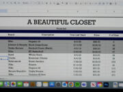 Jake Welch's spreadsheet is shown on his computer in Salt Lake City. Keeping track on each time he wears an item helps the 36-year-old brand manager know where to spend his clothing budget.