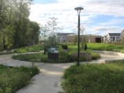 Eagle View Park's ecology-themed discovery garden welcomes visitors from the east. The new park is between an apartment complex and Washougal's waterfront.