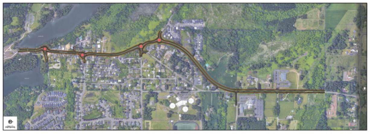 An illustration shows the Everett Street Corridor in northeast Camas.