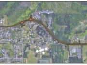 An illustration shows the Everett Street Corridor in northeast Camas.