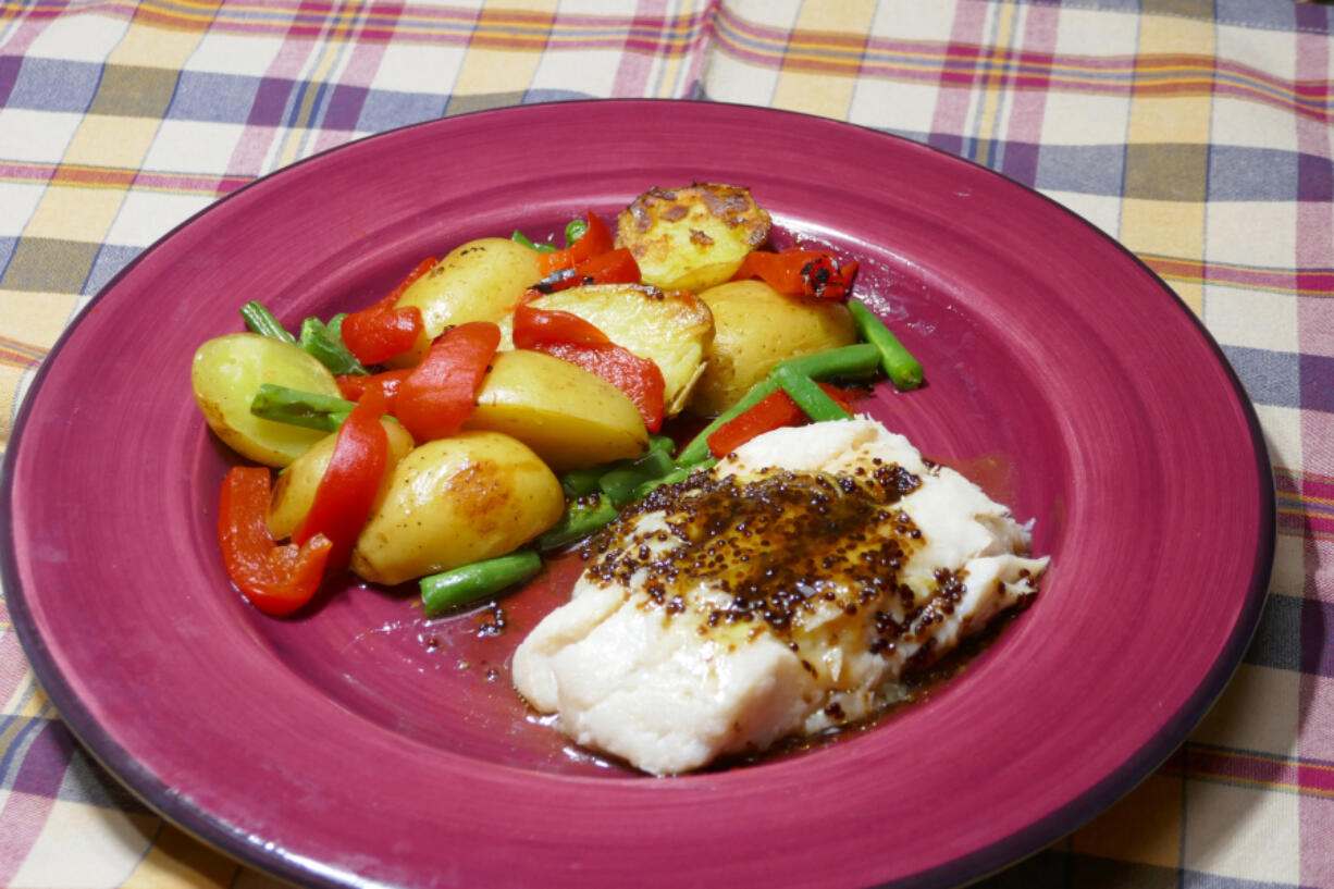 Honey Lemon Snapper with Roast Potatoes with Green Beans.